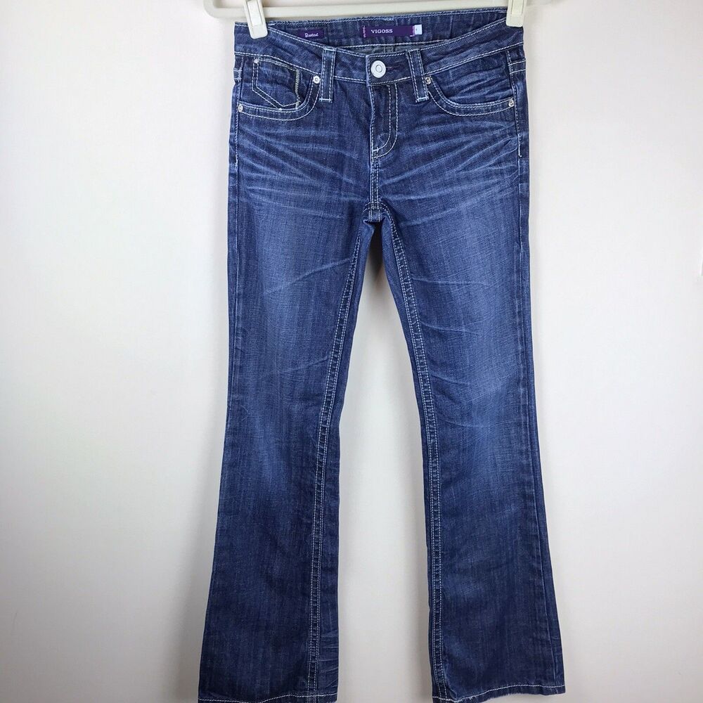 Vigoss Womens Size 1 Boot Cut Jeans Thick Stitch Flap Button Pockets